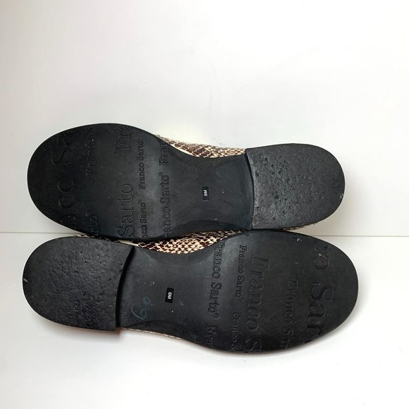 Franco Sarto Snakeskin Python Leather Loafer Flats Cream Brown 6 - Picture 5 of 5